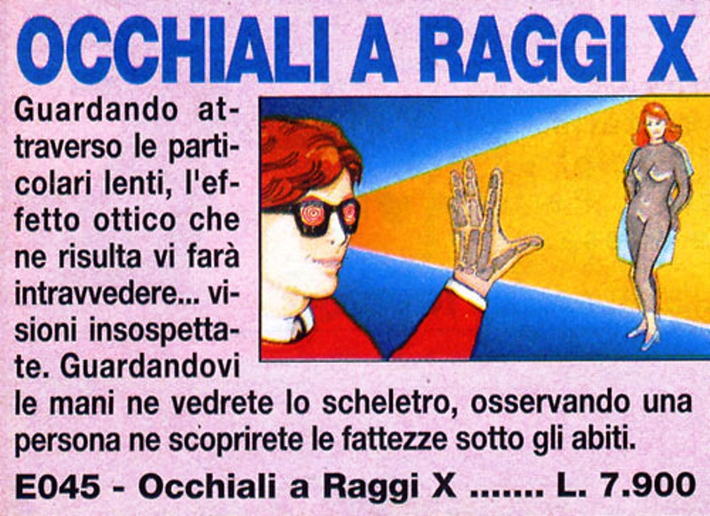 occhiali raggi x riviste anni 80-90